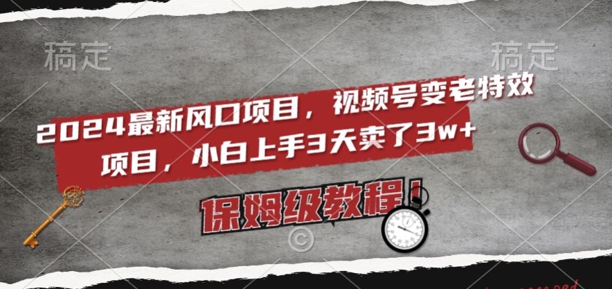 2024最新风口项目，视频号变老特效项目，电脑小白上手3天卖了3w+，保姆级教程【揭秘】-创业项目致富网、狼哥项目资源库