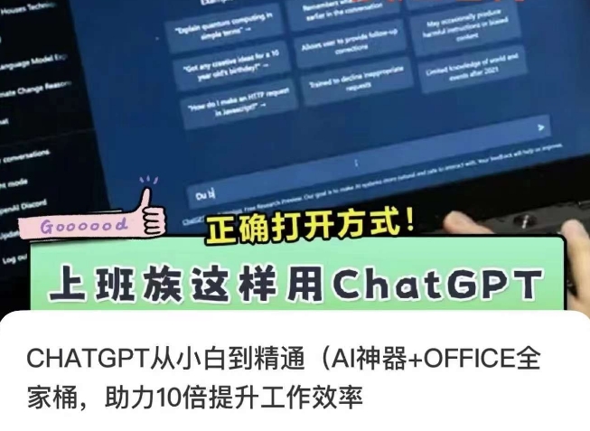 CHATGPT从小白到精通，AI神器+OFFICE全家桶，助力10倍提升工作效率-创业项目致富网、狼哥项目资源库