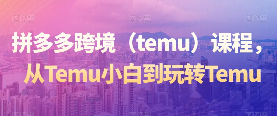 拼多多跨境（temu）课程，从Temu小白到玩转Temu-创业项目致富网、狼哥项目资源库