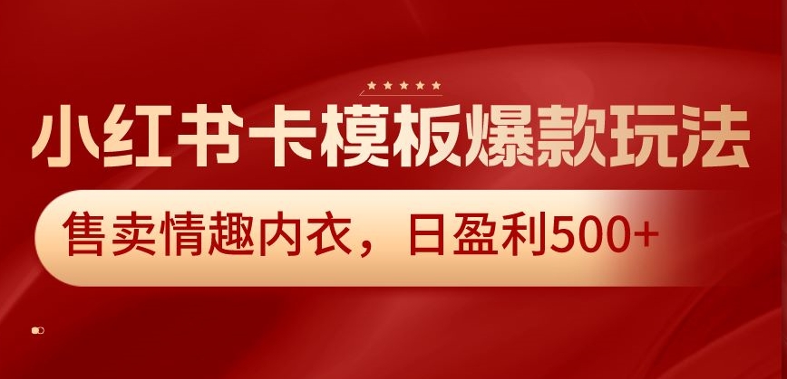 小红书卡模板爆款玩法，售卖情趣内衣，日盈利500+【揭秘】-创业项目致富网、狼哥项目资源库