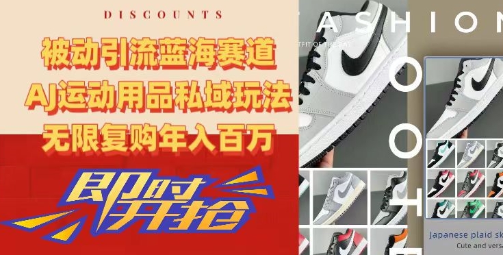 被动引流蓝海赛道，AJ运动用品私域玩法，无限复购年入百万【揭秘】-创业项目致富网、狼哥项目资源库