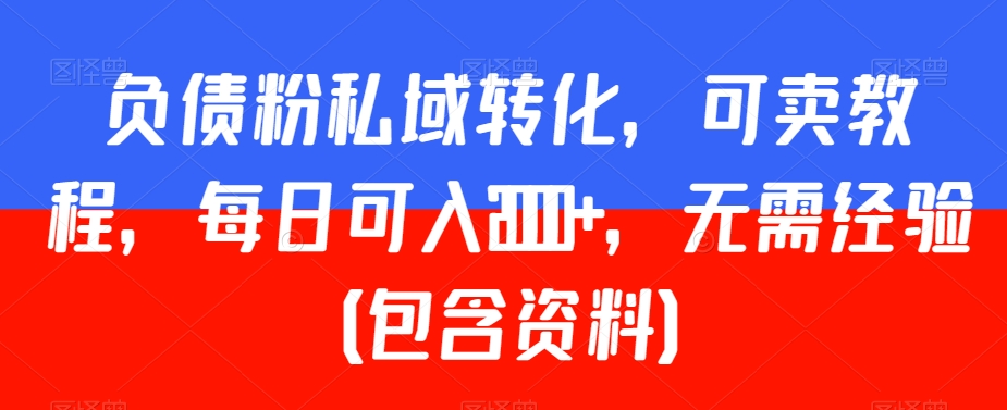 负债粉私域转化，可卖教程，每日可入2000+，无需经验（包含资料）【揭秘】-创业项目致富网、狼哥项目资源库