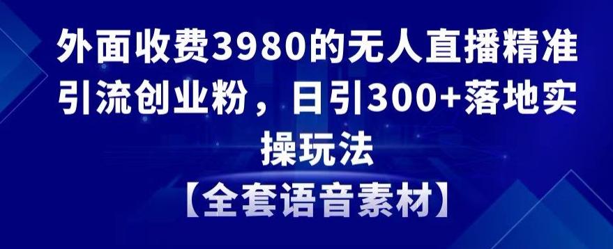 外面收费3980的无人直播精准引流创业粉，日引300+落地实操玩法【全套语音素材】【揭秘】-创业项目致富网、狼哥项目资源库