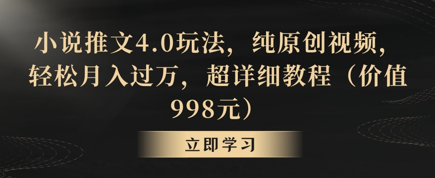 小说推文4.0玩法，纯原创视频，轻松月入过万，超详细教程（价值998元）【揭秘】-创业项目致富网、狼哥项目资源库
