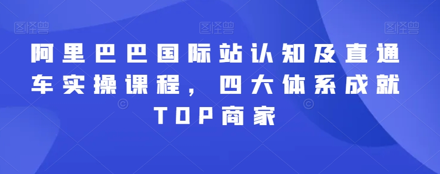阿里巴巴国际站认知及直通车实操课程，四大体系成就TOP商家-创业项目致富网、狼哥项目资源库
