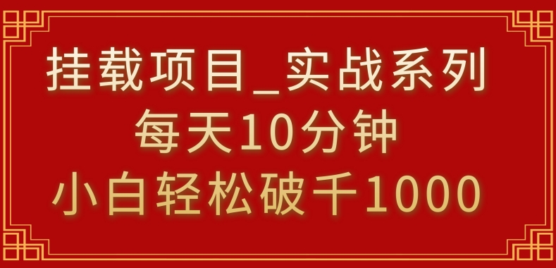 挂载项目，小白轻松破1000，每天10分钟，实战系列保姆级教程【揭秘】-创业项目致富网、狼哥项目资源库