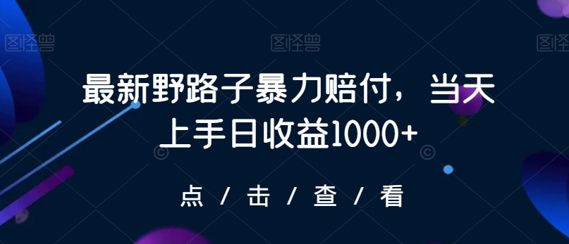 最新野路子暴力赔付，当天上手日收益1000+【仅揭秘】-创业项目致富网、狼哥项目资源库