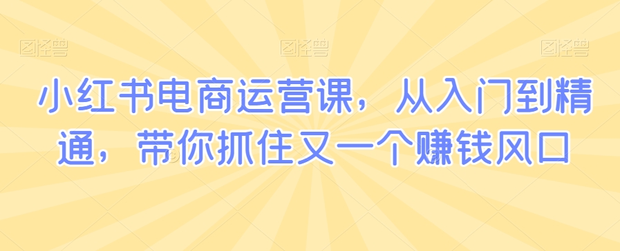 小红书电商运营课，从入门到精通，带你抓住又一个赚钱风口-创业项目致富网、狼哥项目资源库