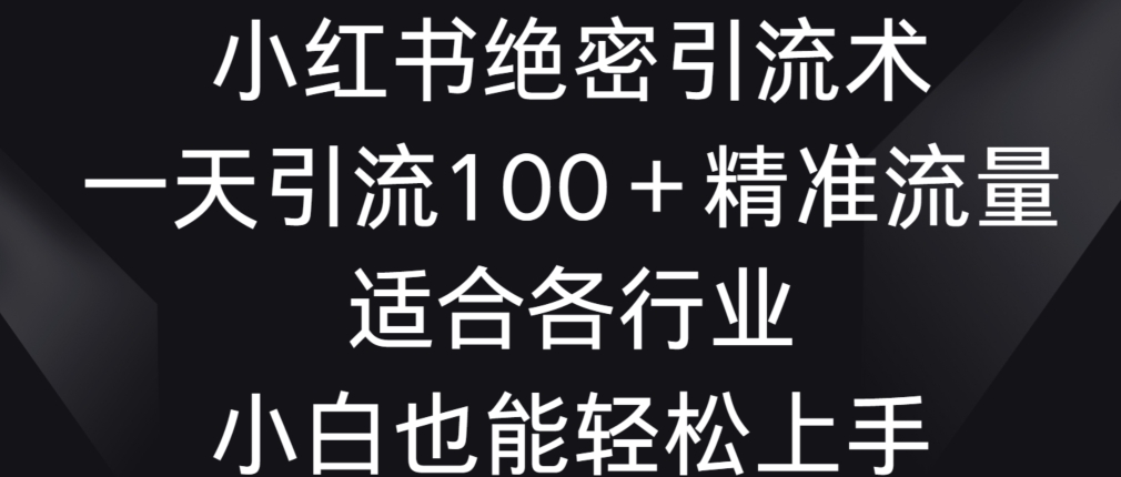 小红书绝密引流术，一天引流100+精准流量，适合各个行业，小白也能轻松上手【揭秘】-创业项目致富网、狼哥项目资源库