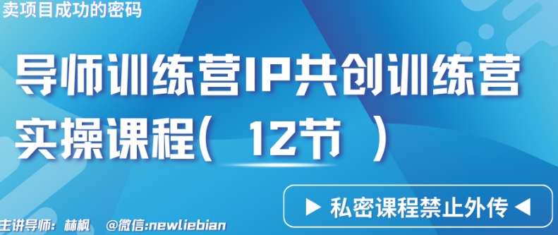 导师训练营3.0IP共创训练营私密实操课程（12节）-卖项目的密码成功秘诀【揭秘】-创业项目致富网、狼哥项目资源库