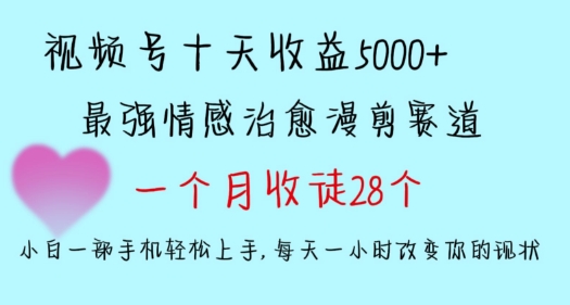十天收益5000+，多平台捞金，视频号情感治愈漫剪，一个月收徒28个，小白一部手机轻松上手【揭秘】-创业项目致富网、狼哥项目资源库