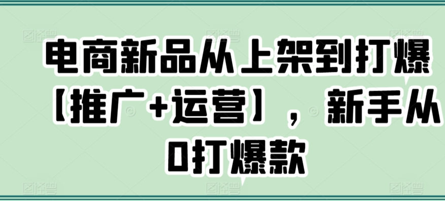 电商新品从上架到打爆【推广+运营】，新手从0打爆款-创业项目致富网、狼哥项目资源库