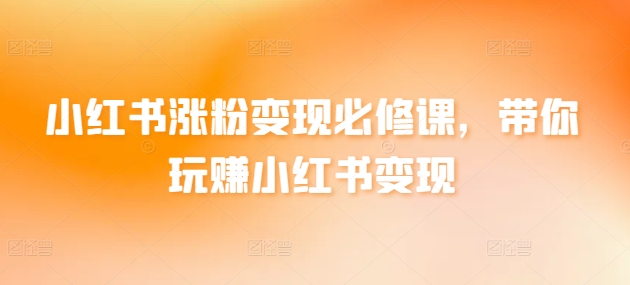 小红书涨粉变现必修课，带你玩赚小红书变现-创业项目致富网、狼哥项目资源库