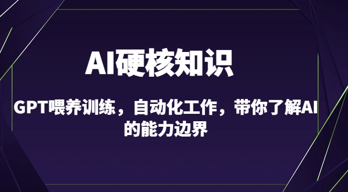 AI硬核知识-GPT喂养训练，自动化工作，带你了解AI的能力边界（10节课）-创业项目致富网、狼哥项目资源库
