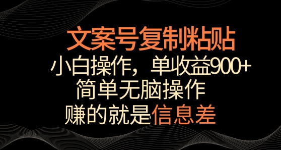 文案号掘金，简单复制粘贴，小白操作，单作品收益900+【揭秘】-创业项目致富网、狼哥项目资源库