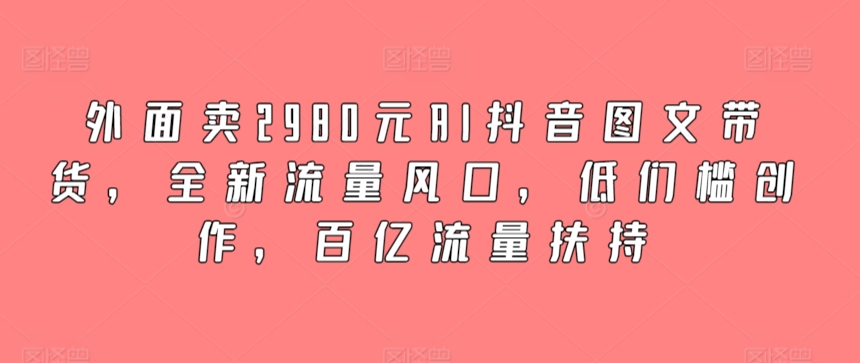 外面卖2980元AI抖音图文带货,全新流量风口,低们槛创作,百亿流量扶持插图 外面卖2980元AI抖音图文带货,全新流量风口,低们槛创作,百亿流量扶持插图