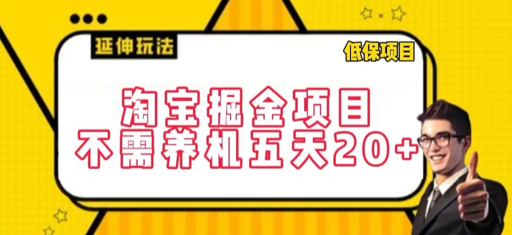 淘宝掘金项目，不需养机，五天20+，每天只需要花三四个小时【揭秘】-创业项目致富网、狼哥项目资源库
