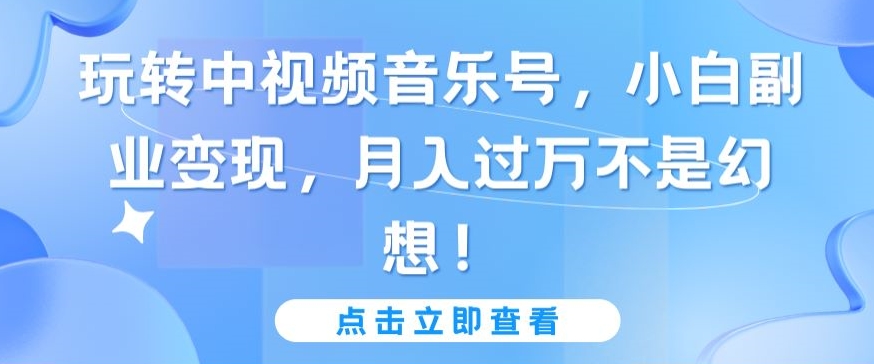 玩转中视频音乐号，小白副业变现，月入过万不是幻想【揭秘】-创业项目致富网、狼哥项目资源库