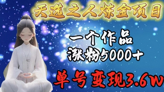 天选之人炼金项目，一个作品涨粉5000+，单号变现3.6w【揭秘】-创业项目致富网、狼哥项目资源库