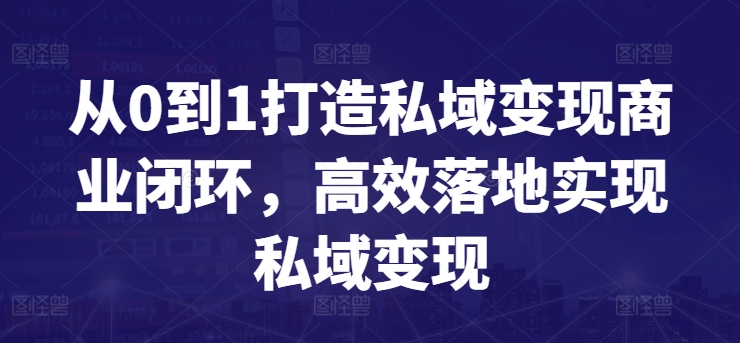 从0到1打造私域变现商业闭环，高效落地实现私域变现-创业项目致富网、狼哥项目资源库