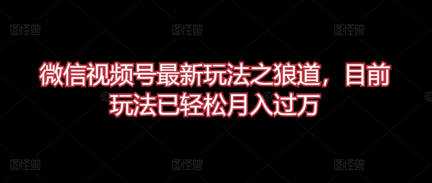 微信视频号最新玩法之狼道，目前玩法已轻松月入过万【揭秘】-创业项目致富网、狼哥项目资源库