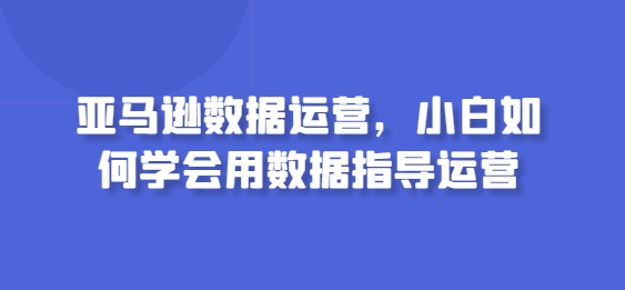 亚马逊数据运营，小白如何学会用数据指导运营-创业项目致富网、狼哥项目资源库