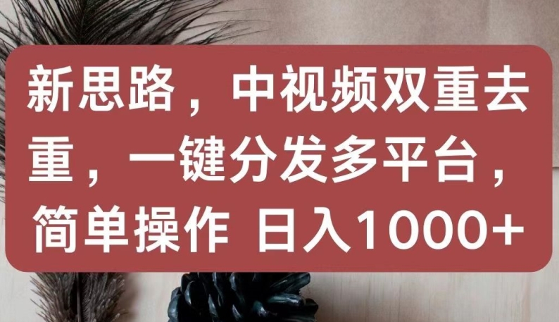 新思路，中视频双重去重，一键分发多平台，简单操作，日入1000+【揭秘】-创业项目致富网、狼哥项目资源库