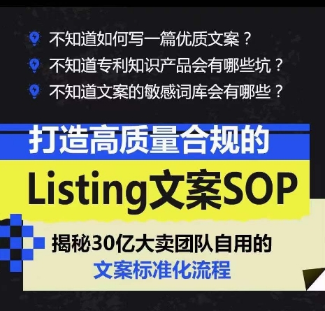 打造高质量合规的Listing文案SOP，掌握亚马逊文案工作的标准化-创业项目致富网、狼哥项目资源库