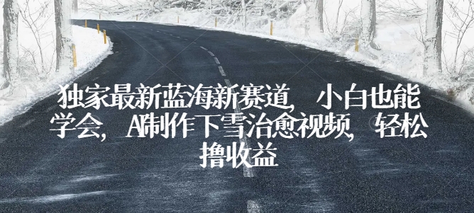 独家最新蓝海新赛道，小白也能学会，AI制作下雪治愈视频，轻松撸收益【揭秘】-创业项目致富网、狼哥项目资源库