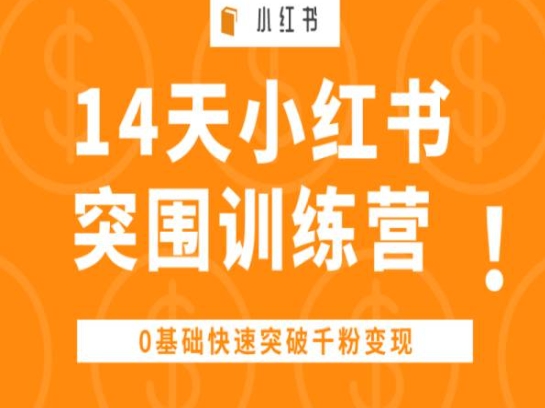 14天小红书突围训练营 ，0基础快速突破千粉变现-创业项目致富网、狼哥项目资源库