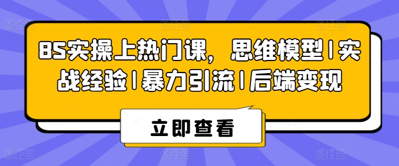 8S实操上热门课，思维模型|实战经验|暴力引流|后端变现-创业项目致富网、狼哥项目资源库