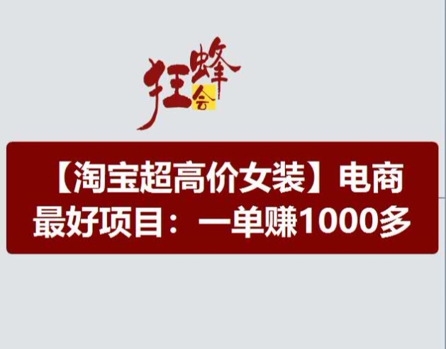 淘宝超高价女装项目，电商最好赛道，一单赚1000多-创业项目致富网、狼哥项目资源库