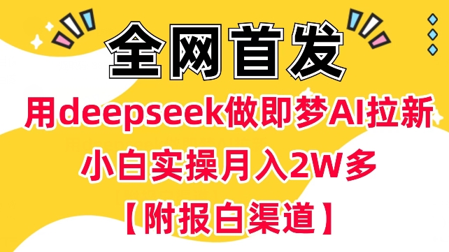 用deepseek做即梦Ai拉新 小白实操月入过W+【附报白渠道】插图