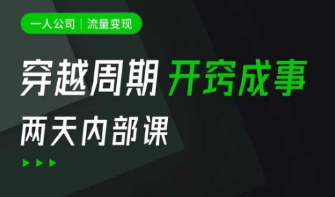一人公司：流量变现课，一人公司的方法模型拆解， 拆解富人思维，流量思维，小老板思维等-创业项目致富网、狼哥项目资源库