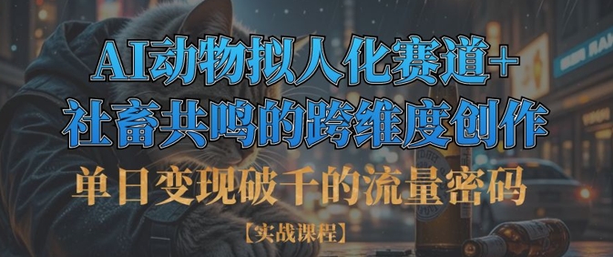 单日变现破千的流量密码，AI动物拟人化赛道+社畜共鸣的跨维度创作-创业项目致富网、狼哥项目资源库