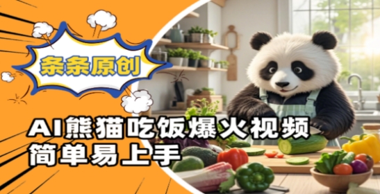 Ai熊猫吃饭爆火视频，条条原创，简单易上手-创业项目致富网、狼哥项目资源库