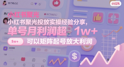 小红书聚光投放实操经验分享，单号月利润超1w+，可以矩阵起号放大利润-创业项目致富网、狼哥项目资源库