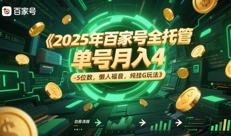 2025年百家号全托管，单号月入4-5位数，懒人福音，纯挂G玩法【揭秘】-创业项目致富网、狼哥项目资源库