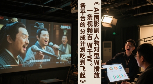 AI三国影视剧人物对口型唱歌玩法，一条视频百W千W播放，各平台的分成计划吃到飞起-创业项目致富网、狼哥项目资源库