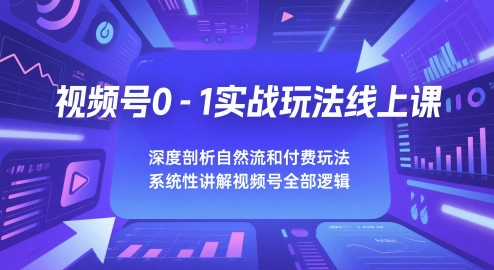 视频号0-1实战玩法线上课，深度剖析自然流和付费玩法，统性讲解视频号全部逻辑-创业项目致富网、狼哥项目资源库