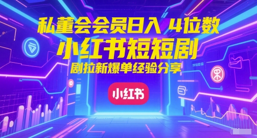 私董会会员日入4位数小红书红果短剧拉新爆单经验分享-创业项目致富网、狼哥项目资源库