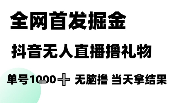 全网首发掘金抖音无人直播撸礼物，单号1k +无脑撸，当天拿结果【揭秘】-创业项目致富网、狼哥项目资源库