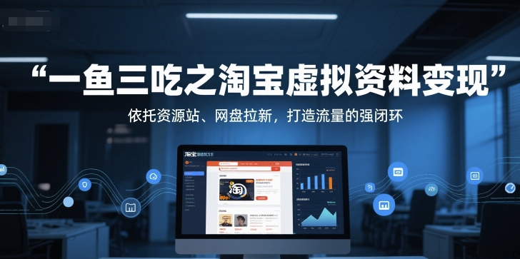 一鱼三吃之淘宝虚拟资料变现，依托资源站、网盘拉新，打造流量的强闭环-创业项目致富网、狼哥项目资源库