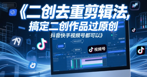 短视频二创去重剪辑法，搞定二创作品过原创，抖音快手视频号都可以-创业项目致富网、狼哥项目资源库