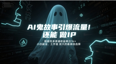 AI鬼故事引爆流量，还能做IP，视频号多渠道收益单日1k+，小白副业、工作室放大的最佳选择-创业项目致富网、狼哥项目资源库