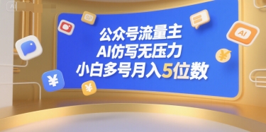 公众号流量主，AI仿写无压力，小白多号月入5位数-创业项目致富网、狼哥项目资源库