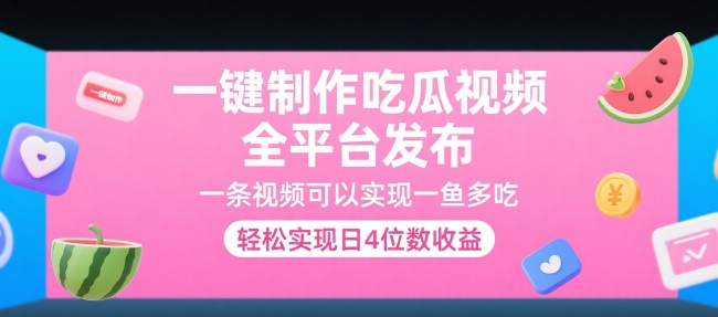 一键制作吃瓜视频，全平台发布，一条视频可以实现一鱼多吃，轻松实现日4位数收益【揭秘】-创业项目致富网、狼哥项目资源库